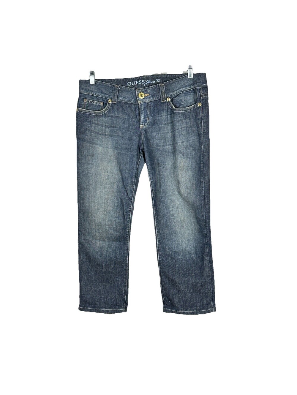 GUESS Jeans Womens Size 32 Blue Mid Rise Straight Leg Crop Denim Stretch